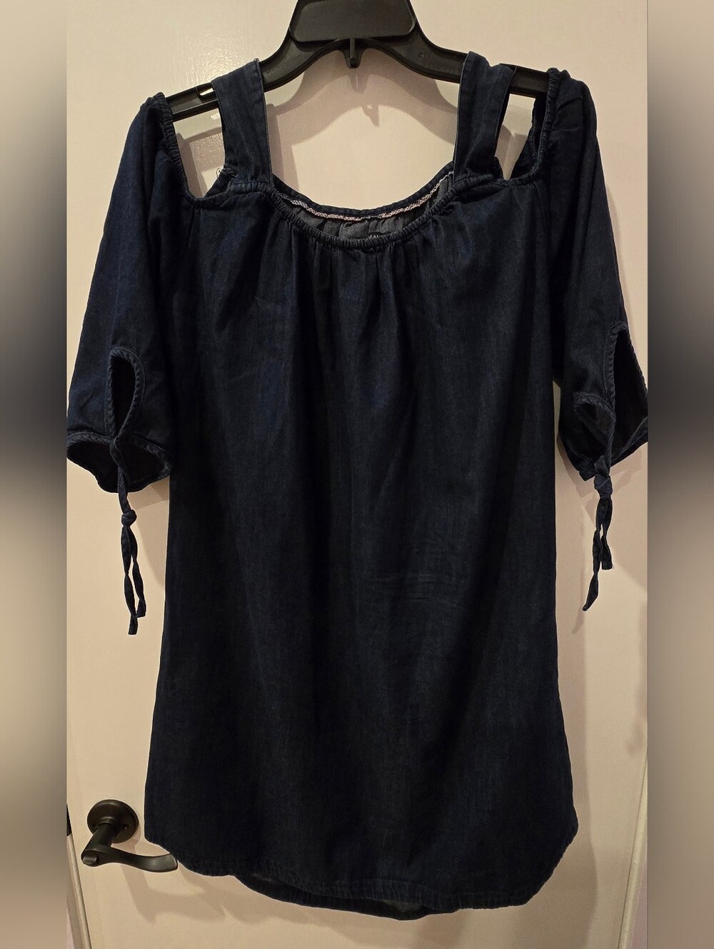 Max Jeans Dark Indigo Cotton Dress Elastic-sleeve Cuffs